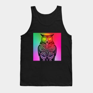 Neon Rainbow Owl Tank Top